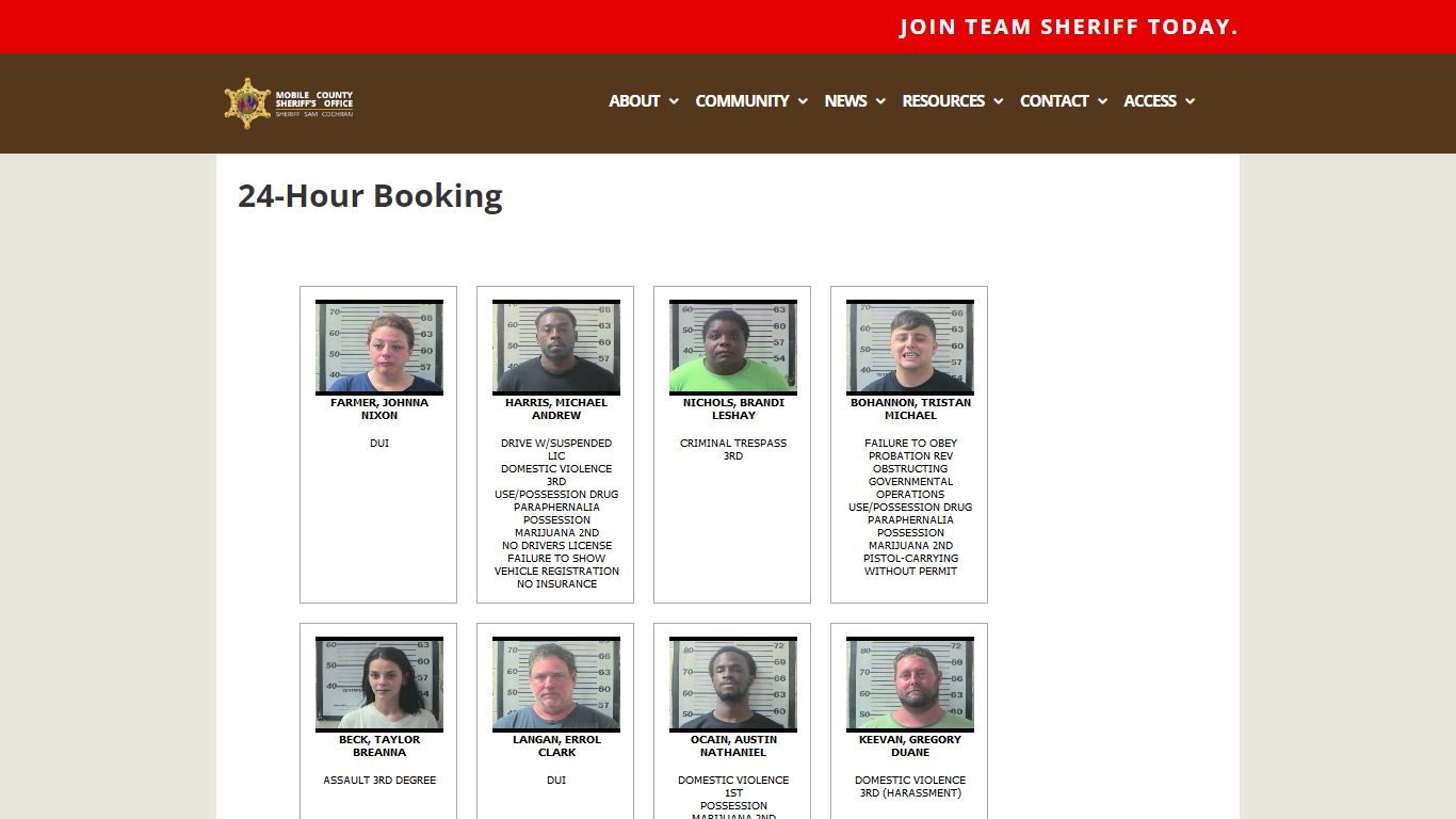 24-Hour Booking | Mobile County Sheriff's Office